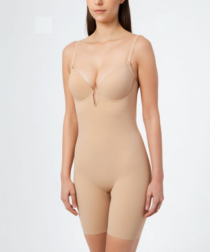 Plunge front low back bodysuit