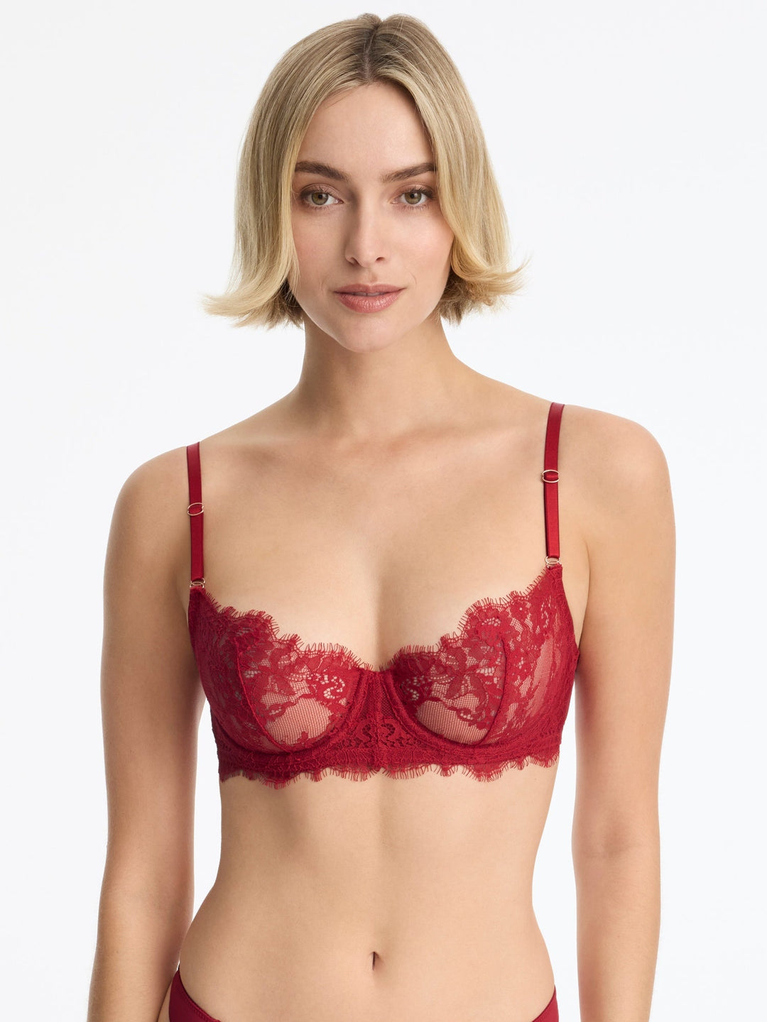 Skarlett Blue Entice Lace Balconette Bra Scarlet - Front  
