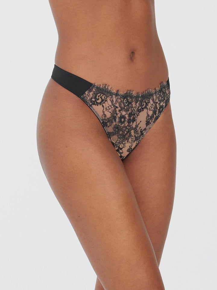 Skarlett Blue Entice Front Lace Thong Black - Side 
