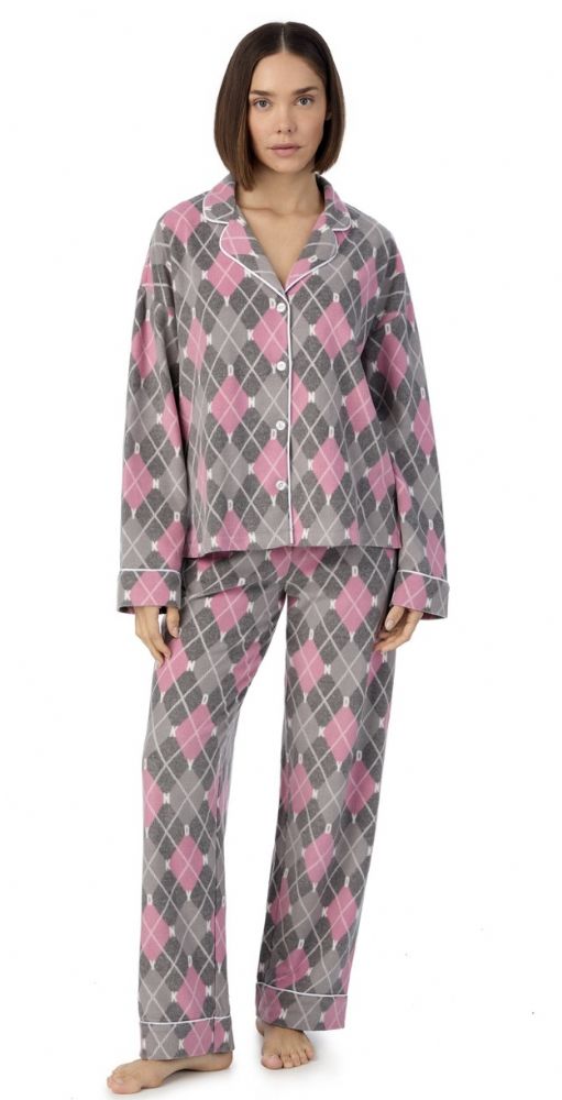 DKNY Fleece Notch PJ Set - Smokey Pink