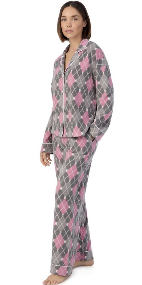 DKNY Fleece Notch PJ Set - Smokey Pink