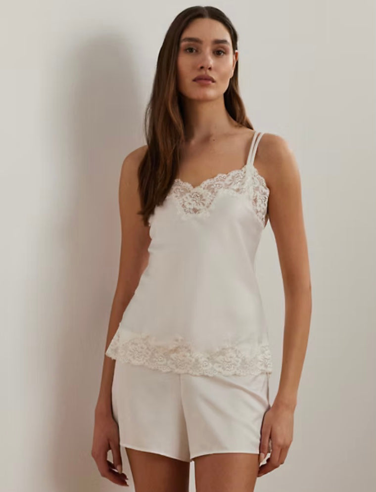 Ralph Lauren Lace-Trim Satin Camisole Sleep Set