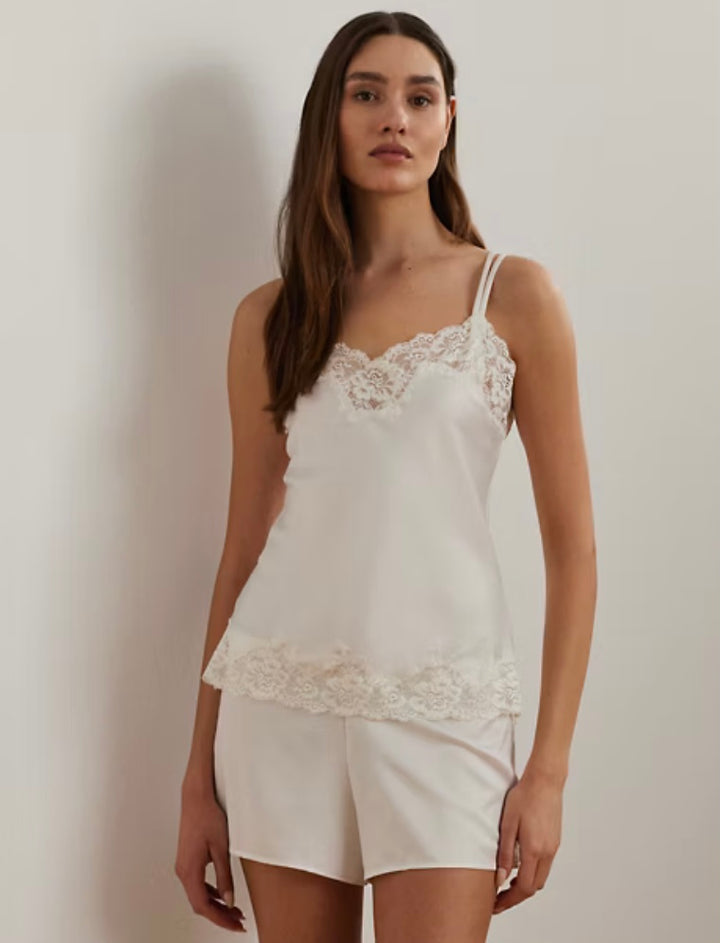 Ralph Lauren Lace-Trim Satin Camisole Sleep Set