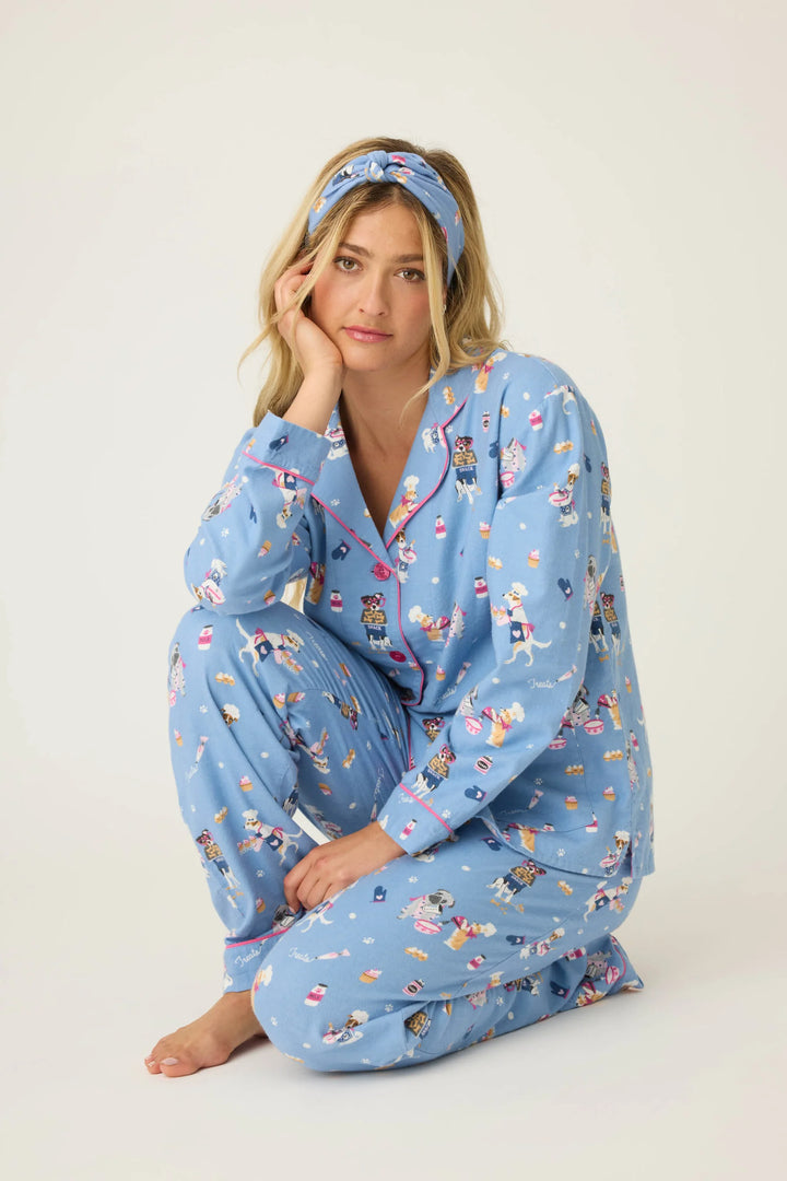 PJ Slavage Baked Woof Love Dog Print 3-Piece Flannel PJ Set