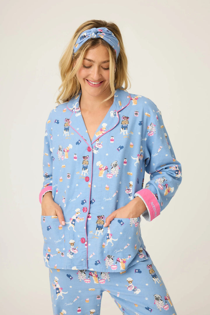 PJ Slavage Baked Woof Love Dog Print 3-Piece Flannel PJ Set