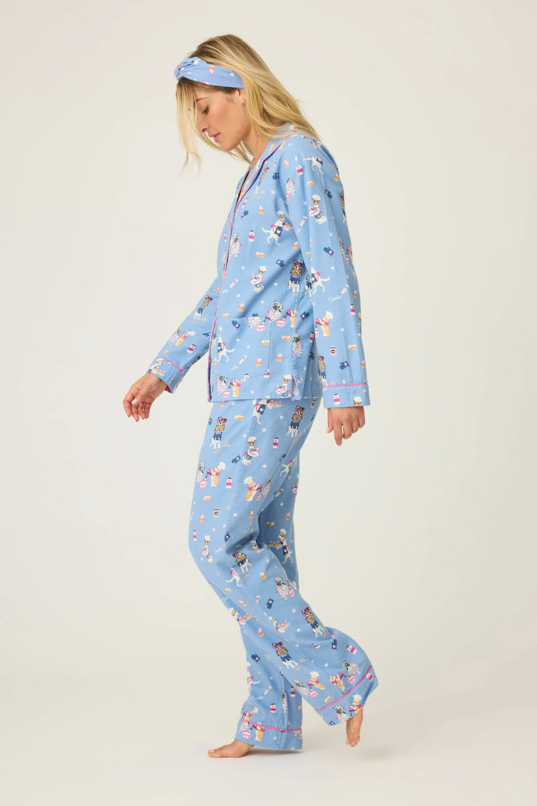 PJ Slavage Baked Woof Love Dog Print 3-Piece Flannel PJ Set