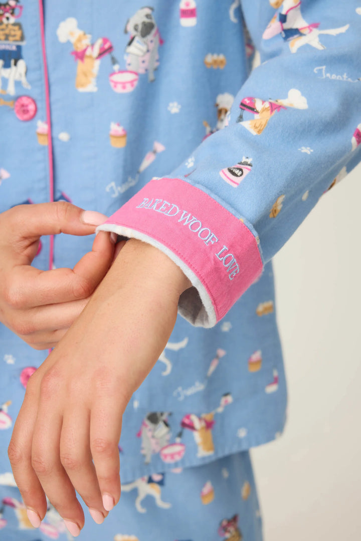 PJ Slavage Baked Woof Love Dog Print 3-Piece Flannel PJ Set