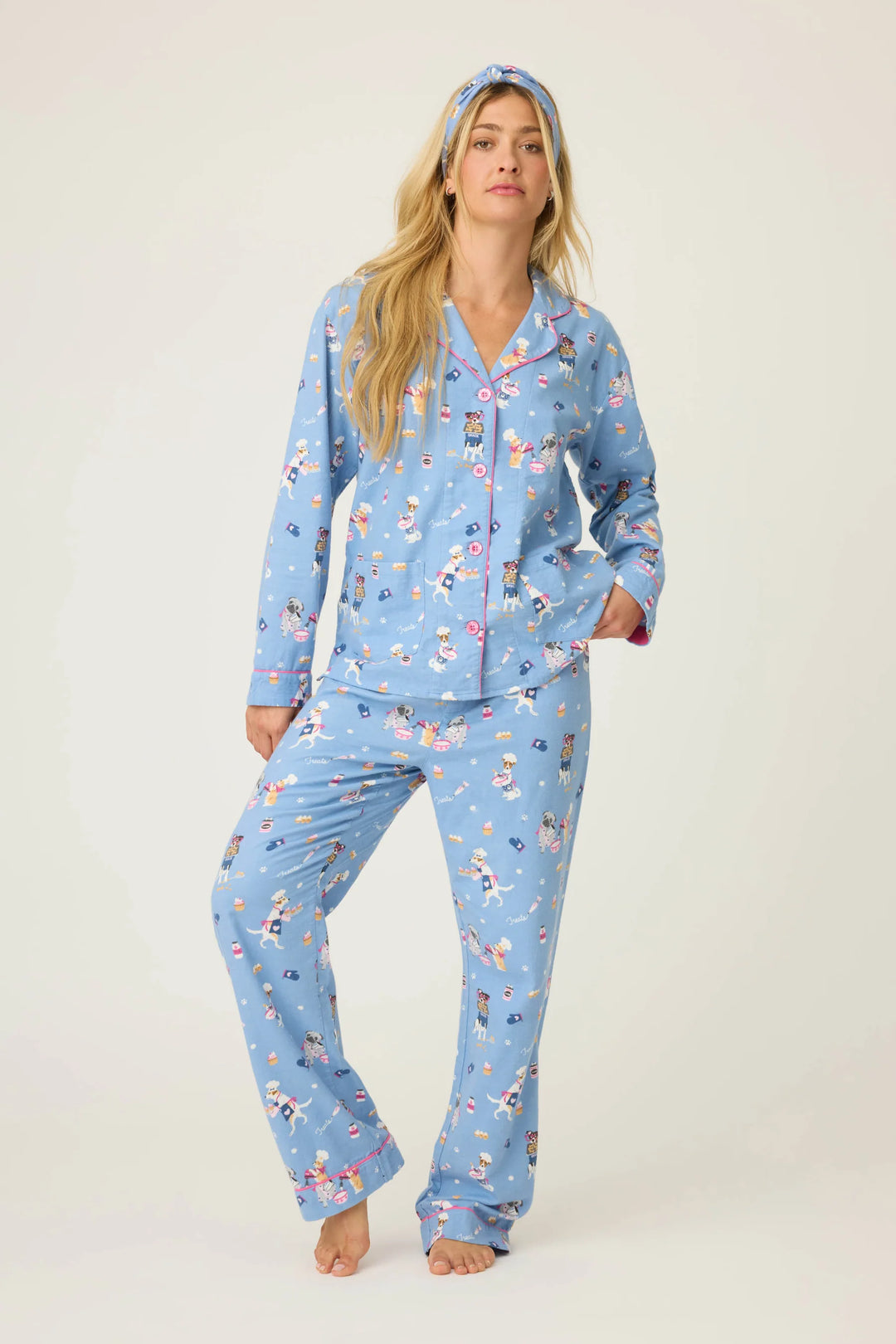 PJ Slavage Baked Woof Love Dog Print 3-Piece Flannel PJ Set