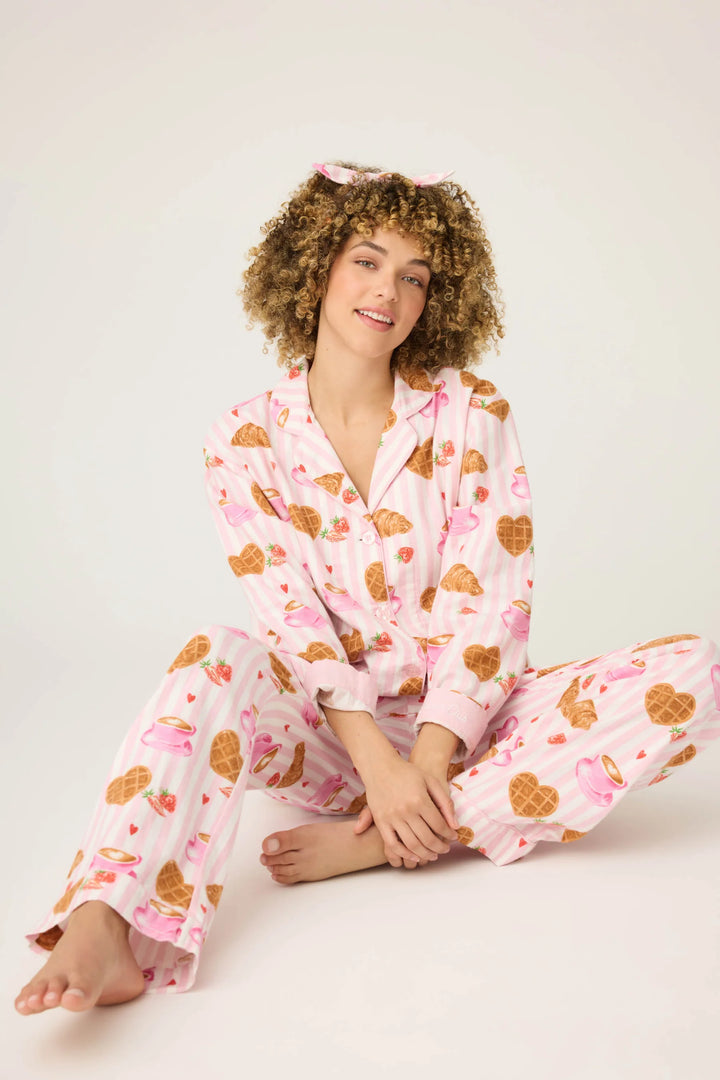 PJ Salvage Brunch Club Breakfast 3-Piece Flannel PJ Set