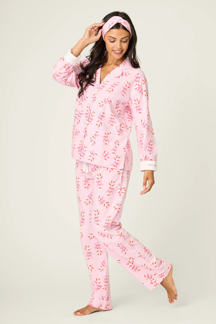 Sweeter Than Sugar 3-Piece Candy Cane Print Flannel PJ Set