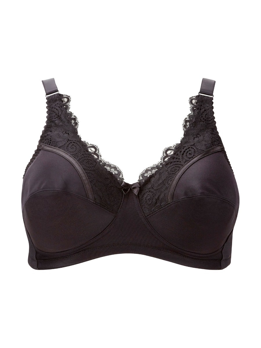 Royce Lingerie Jasmine Non-Padded Pocketed Bra in black – three-quarter front view