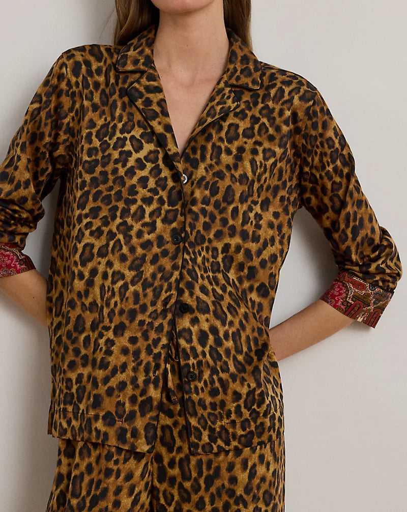 Leopard-Paisley Sateen Sleep Set
